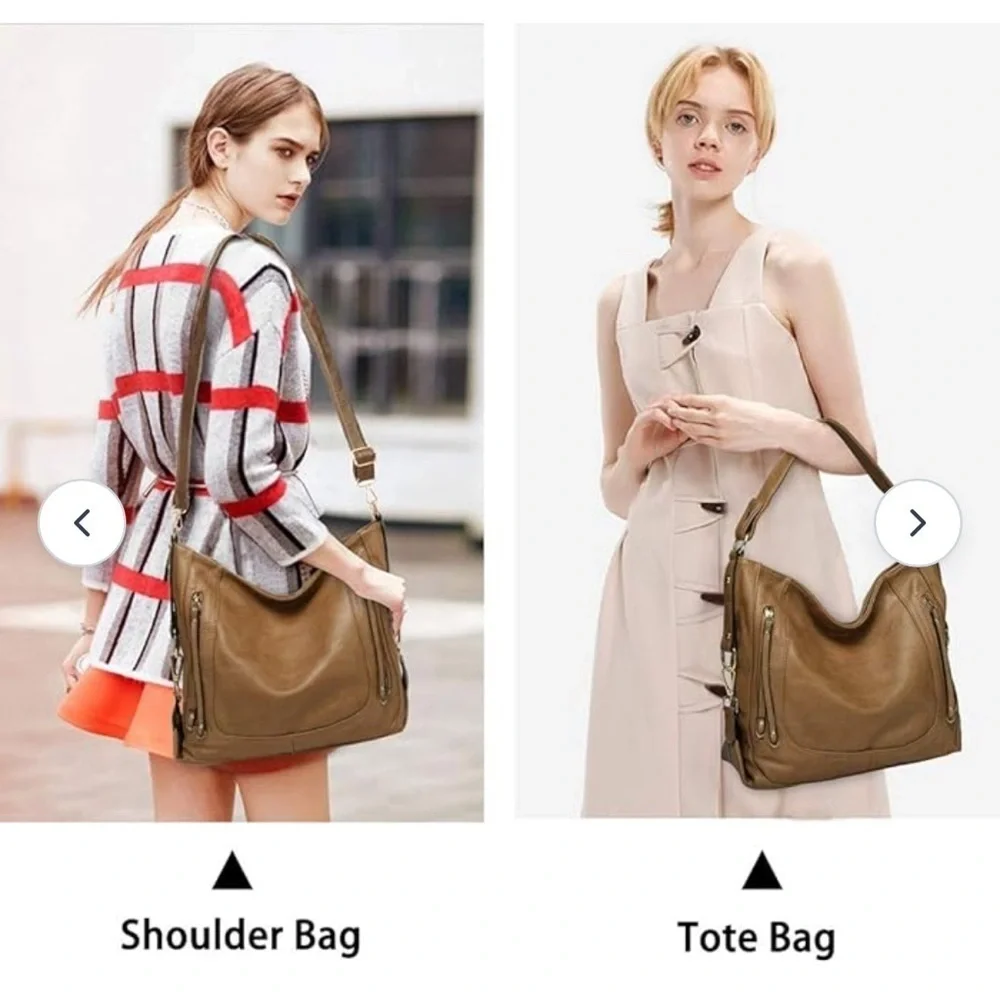 Kasqo Amazon leather hobo shoulder bag brown classic tote Westerncore essential